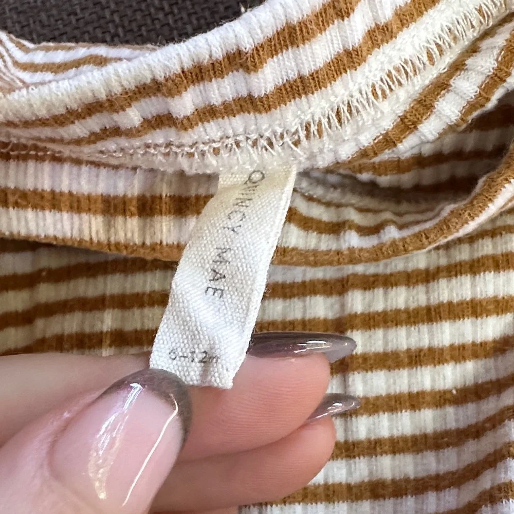 Quincy Mae Tan and White Striped Diaper Cover